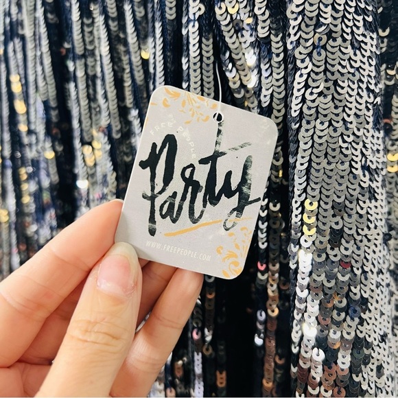 Free People NWT Emilia Sequin Dress Blue Medium - Picture 11 of 15